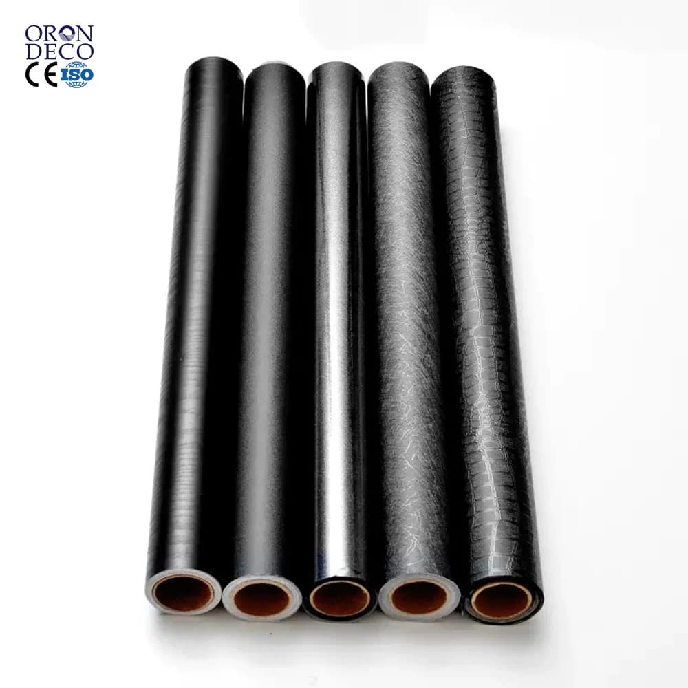 COWINLIFE DECO Matte Black Self Adhesive Peel and Stick PVC Wallpaper 3D Wall Panels Waterproof Fireproof Wall & Ceiling Decor Rolls