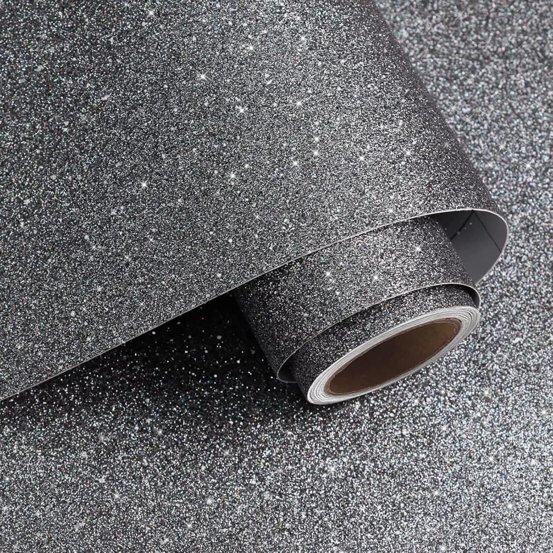 COWINLIFE Light Luxury Modern Living Room Self-adhesive Shiny Gray PVC Waterproof Removable Wallpaper Roll Home Decor
