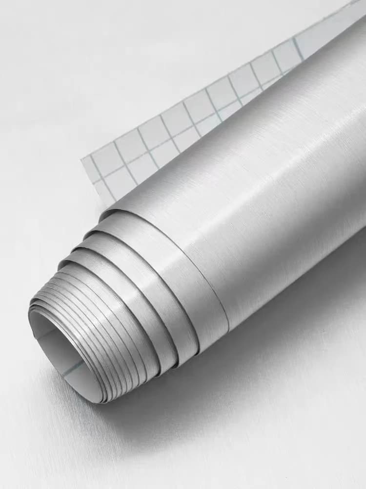 COWINLIFE Waterproof Decorative Modern PVC Peel Stick Self Adhesive Silver Metallic Stainless Steel Stickers for Kitchen Refrigerator detail 8