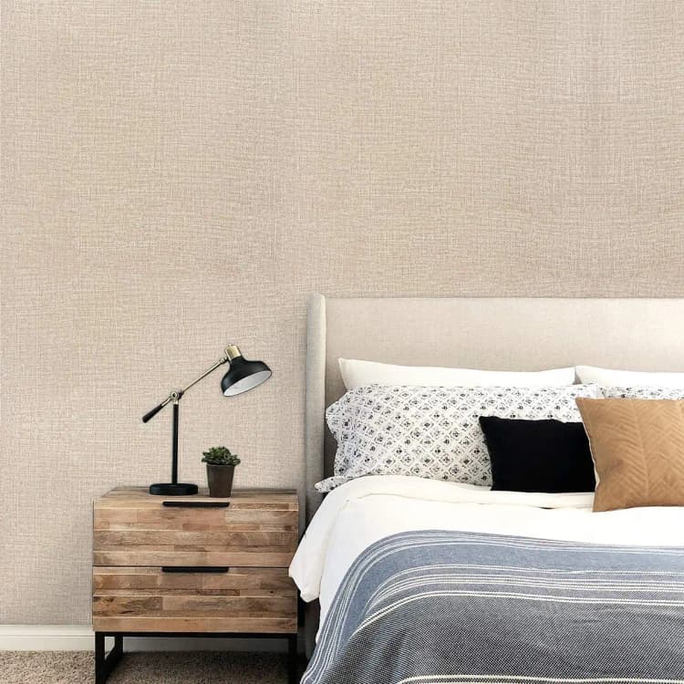High Quality Modern Geometric Textured Fabric Linen PVC Self Adhesive Removable Waterproof Wallpaper for Bedroom Wall detail 1