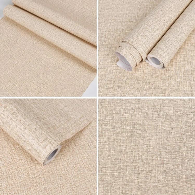 High Quality Modern Geometric Textured Fabric Linen PVC Self Adhesive Removable Waterproof Wallpaper for Bedroom Wall detail 4
