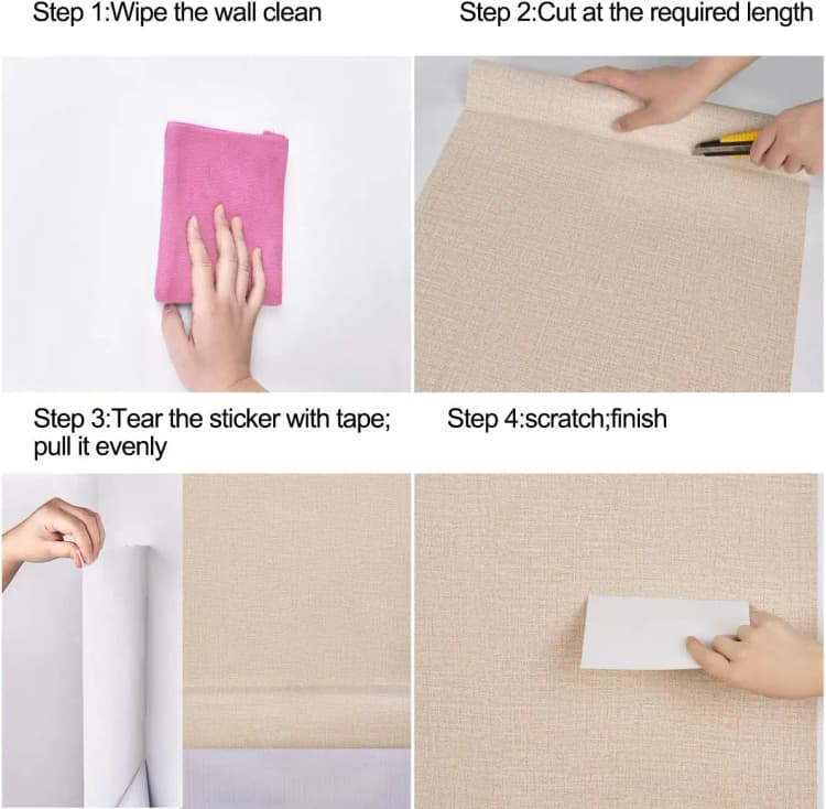 High Quality Modern Geometric Textured Fabric Linen PVC Self Adhesive Removable Waterproof Wallpaper for Bedroom Wall detail 6
