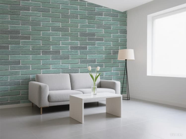 COWINLIFE DECO Modern High Quality Green Brick Textured Self Adhesive Waterproof PVC Vinyl Peel Stick Wall Sticker Wallpaper Rolls detail 2