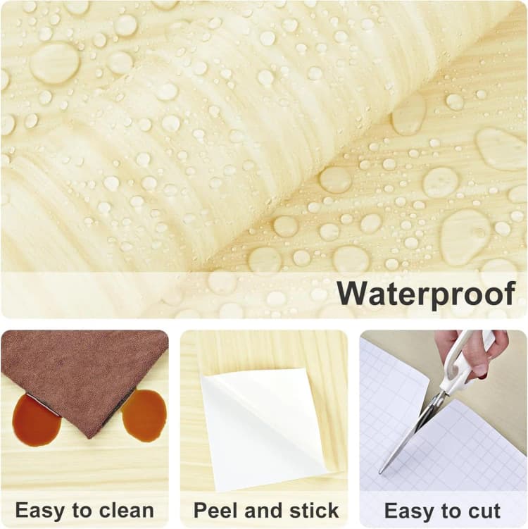 COWINLIFE DECO Self-Adhesive Waterproof Wood Grain Textured Wallpaper for Children's Room Kitchen Bathroom-Removable 3D Home Decor detail 3