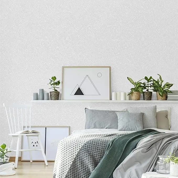 COWINLIFE DECO Modern White Self Adhesive 3D Silk Embossed Textured Vinyl Wallpaper Sticker for Living Room Home Decoration detail 4