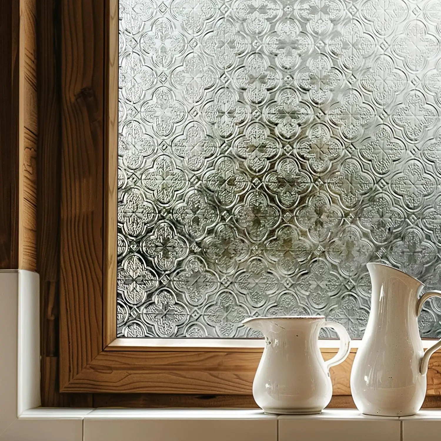 COWINLIFE Privacy PVC Window Film 3D Stained Glass Static Cling Waterproof Decorative Vinyl Wrap Removable Peel Stick Glass Cover