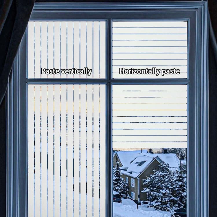 COWINLIFE Stripes Frosted Window Glass Film Self Adhesive Privacy Glass Sticker Removable PVC Window Covering for Home Office Decor detail 3