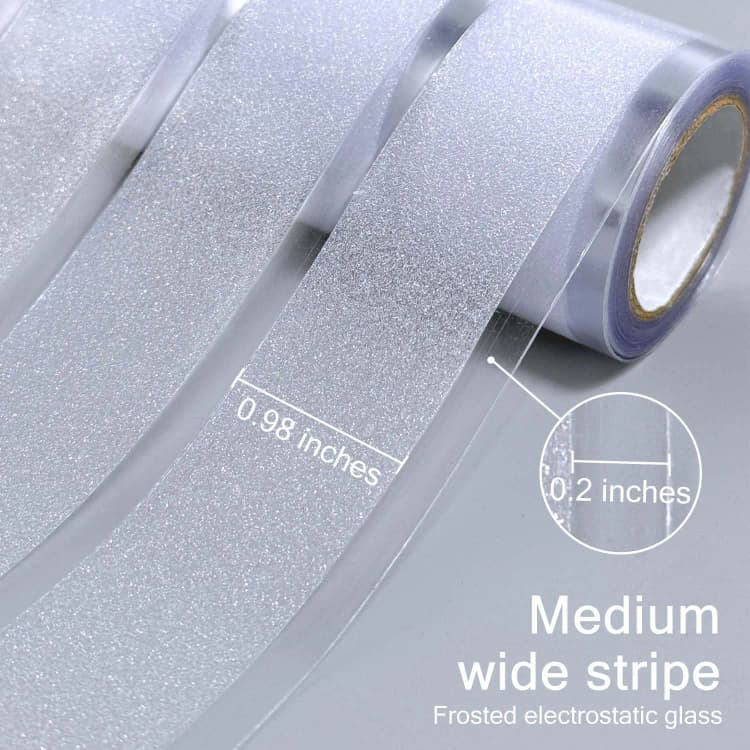 COWINLIFE Stripes Frosted Window Glass Film Self Adhesive Privacy Glass Sticker Removable PVC Window Covering for Home Office Decor detail 4