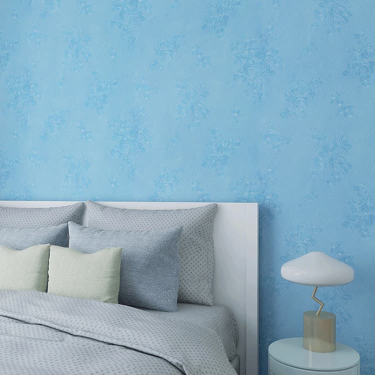 COWINLIFE Waterproof PVC Blue Silk Embossed 3d Wallpaper Rolls Vinyl Bedroom Interior Peel and Stick Wall Stickers for Home Decor detail 7