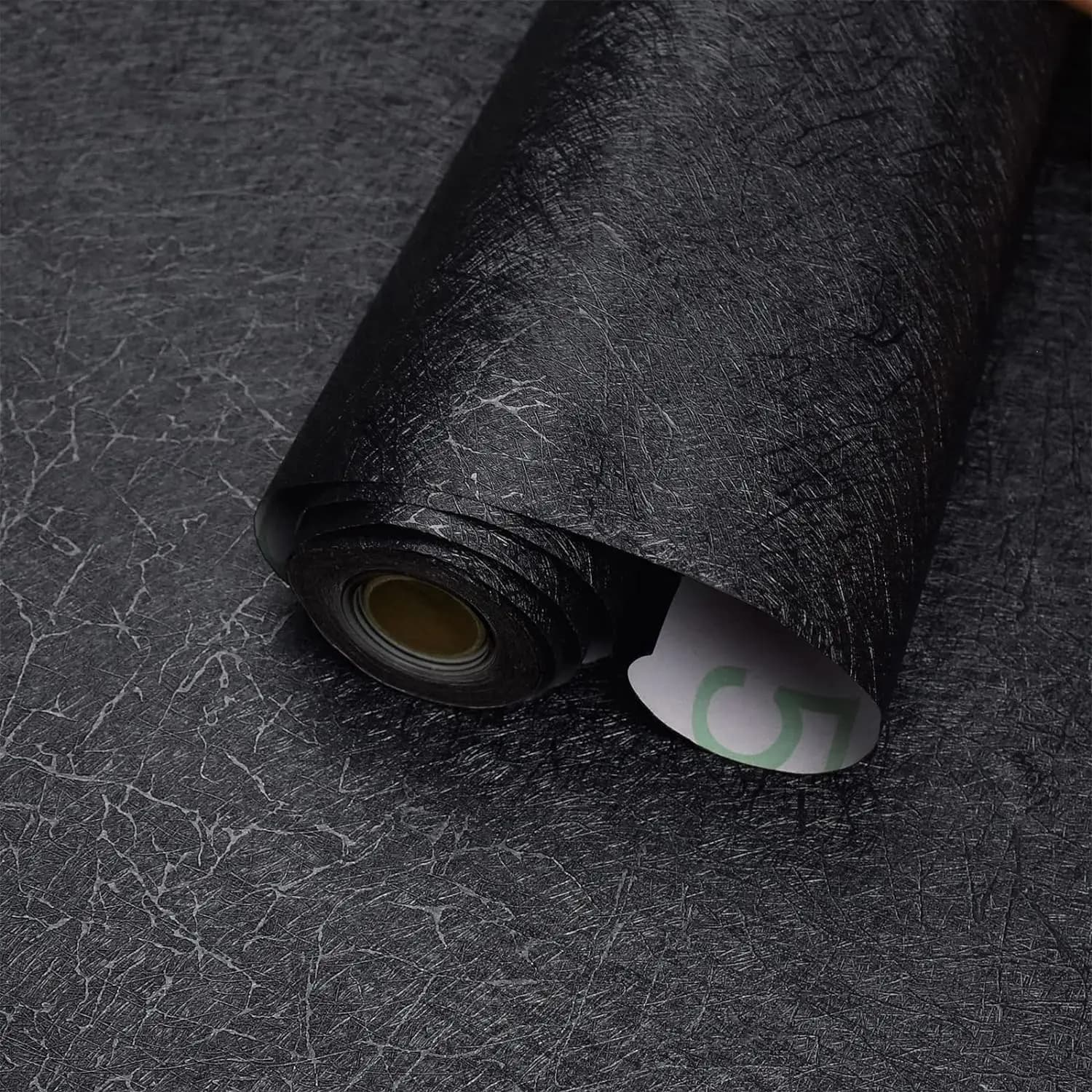 Black 3D Silk Embossed Modern Bedroom Waterproof Peel and Stick Self Adhesive Vinyl Wallpaper for Wall Decor