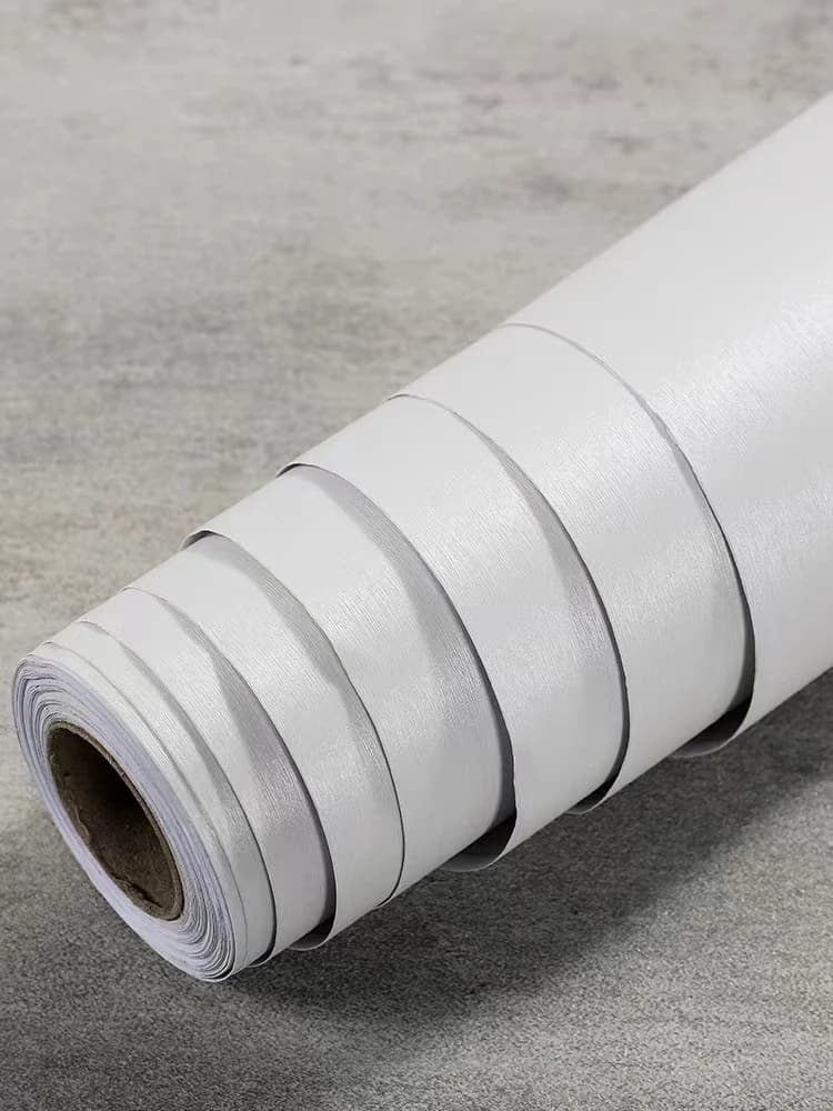 Silver Metallic PVC Wallpaper Peel and Stick Waterproof Brushed Self Adhesive for Refrigerator Kitchen Modern Design detail 7