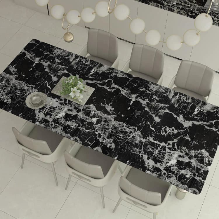 COWINLIFE DECO Black Marble Self Adhesive Waterproof Kitchen Wall Stickers PVC 3D Wall Paper Rolls detail 5