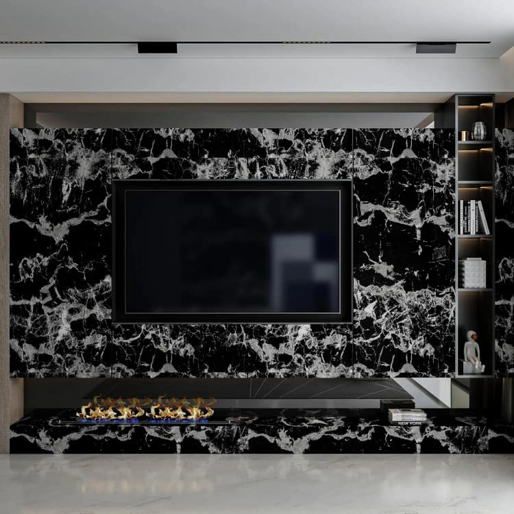 COWINLIFE DECO Black Marble Self Adhesive Waterproof Kitchen Wall Stickers PVC 3D Wall Paper Rolls detail 6