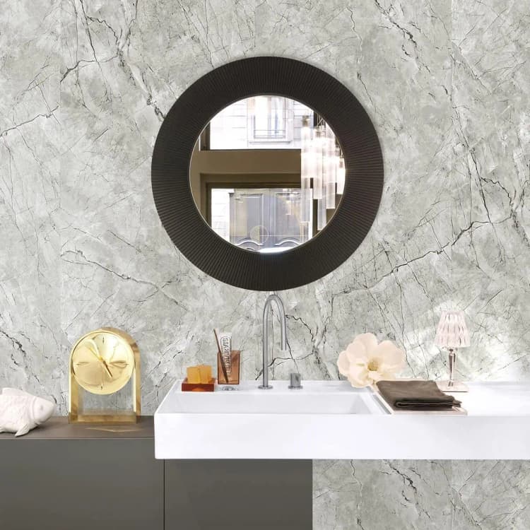 OEM Modern 3D Glossy Gray Marble Sticker Wallpaper Peel and Stick Waterproof PVC Self Adhesive for Kitchen Household Use detail 3