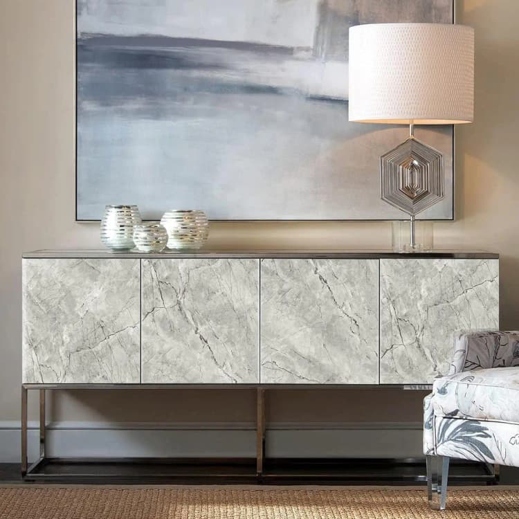 OEM Modern 3D Glossy Gray Marble Sticker Wallpaper Peel and Stick Waterproof PVC Self Adhesive for Kitchen Household Use detail 6