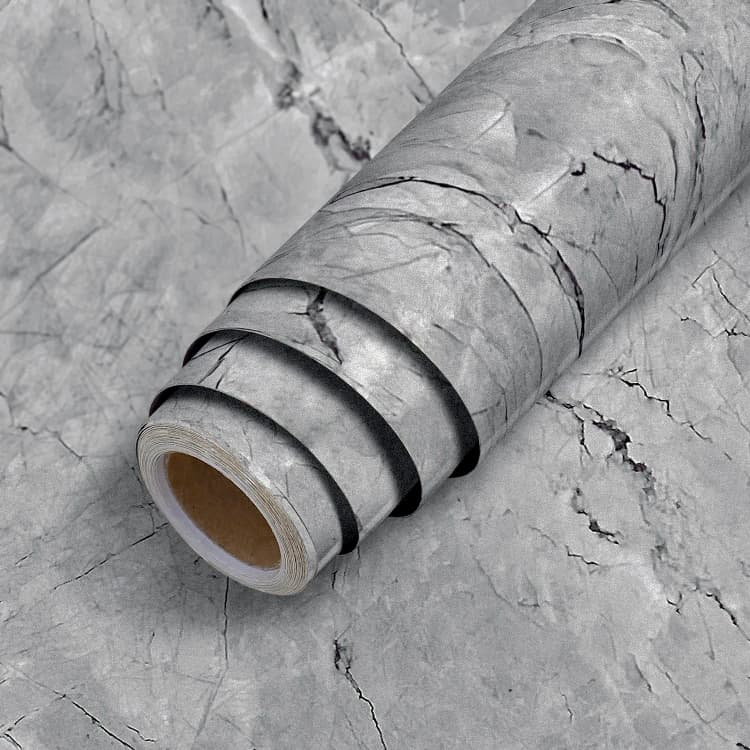 OEM Modern 3D Glossy Gray Marble Sticker Wallpaper Peel and Stick Waterproof PVC Self Adhesive for Kitchen Household Use detail 8