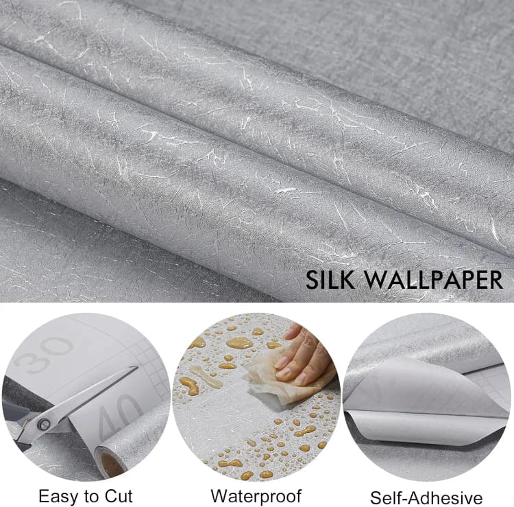 COWINLIFE DECO Modern Floral Waterproof Self Adhesive Embossed Vinyl Wallpaper for Home Wall Decoration detail 2