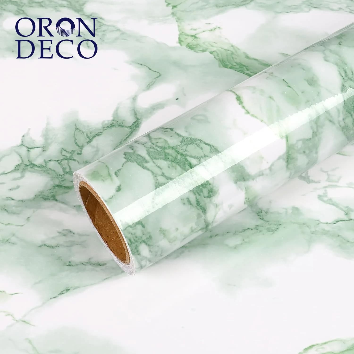 COWINLIFE DECO Glossy Green Peel Stick Removable Marble Sticker Wallpaper Self Adhesive Waterproof for Bathroom Kitchen Living Room