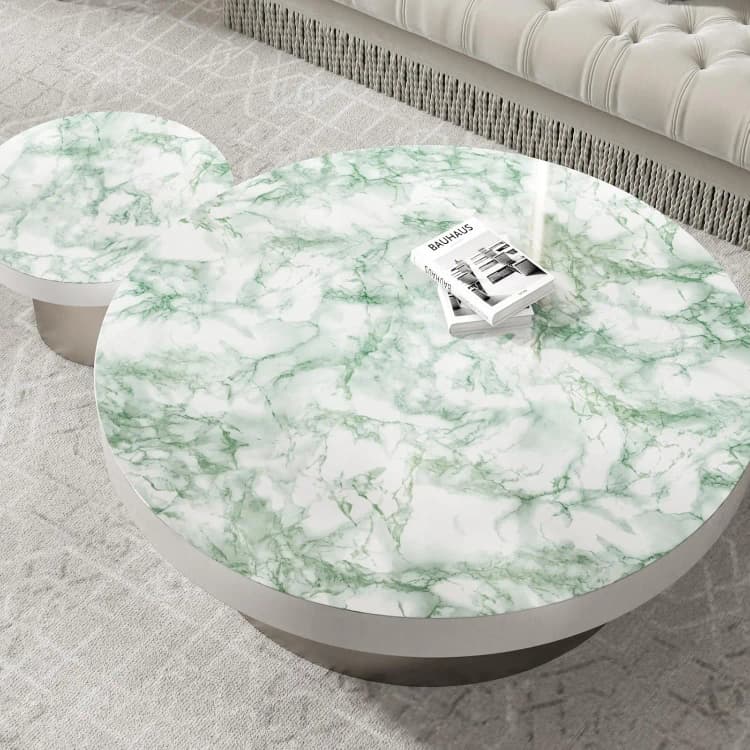 COWINLIFE DECO Glossy Green Peel Stick Removable Marble Sticker Wallpaper Self Adhesive Waterproof for Bathroom Kitchen Living Room detail 4