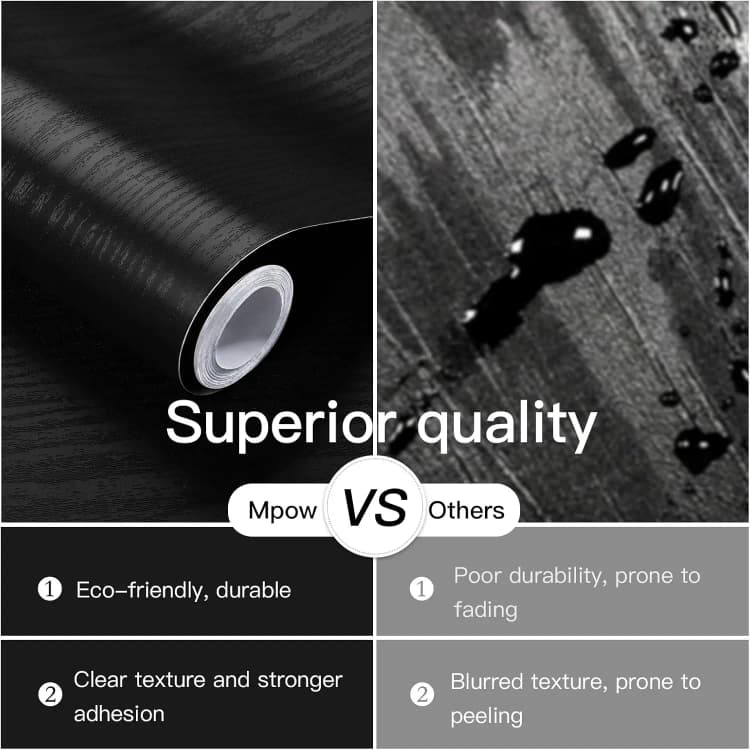 COWINLIFE DECO Black PVC Waterproof Peel & Stick Wall Sticker for Kitchen and Bedroom-Self Adhesive Removable Wallpaper detail 2