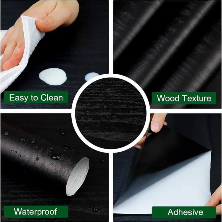 COWINLIFE DECO Black PVC Waterproof Peel & Stick Wall Sticker for Kitchen and Bedroom-Self Adhesive Removable Wallpaper detail 6