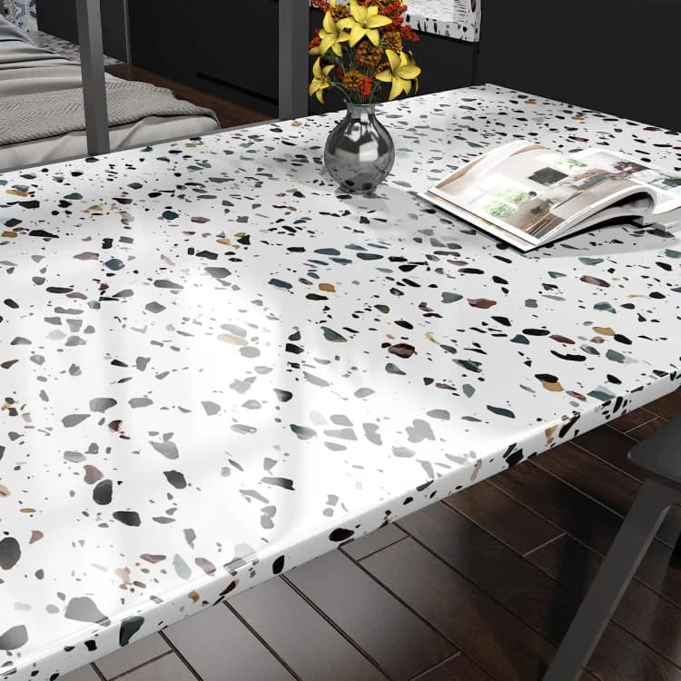 COWINLIFE DECO Modern White Marble Sticker Granite Waterproof Vinyl Terrazzo Wallpaper Peel and Stick Hotel Kitchen Wall Paper detail 4