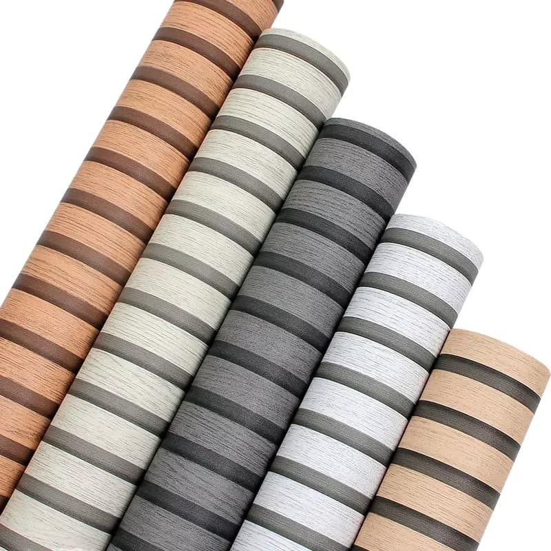 COWINLIFE DECO Luxury Thick Striped Wall Stickers PVC Self-adhesive Waterproof 3D Peel and Stick Woodtexture Mural Wallpaper Bathroom