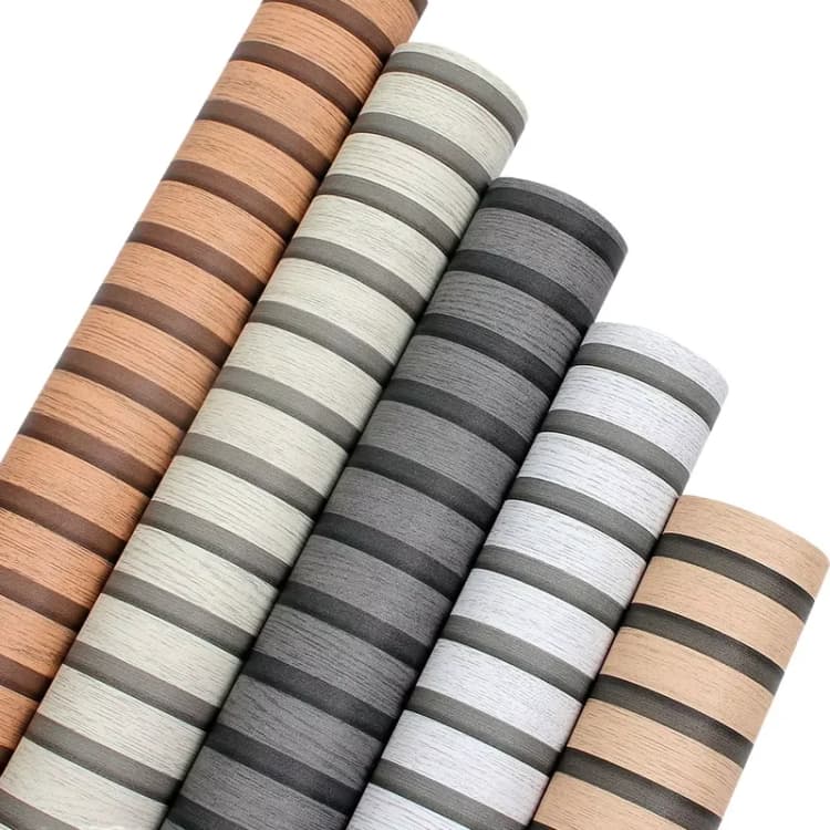 COWINLIFE DECO Luxury Thick Striped Wall Stickers PVC Self-adhesive Waterproof 3D Peel and Stick Woodtexture Mural Wallpaper Bathroom detail 1