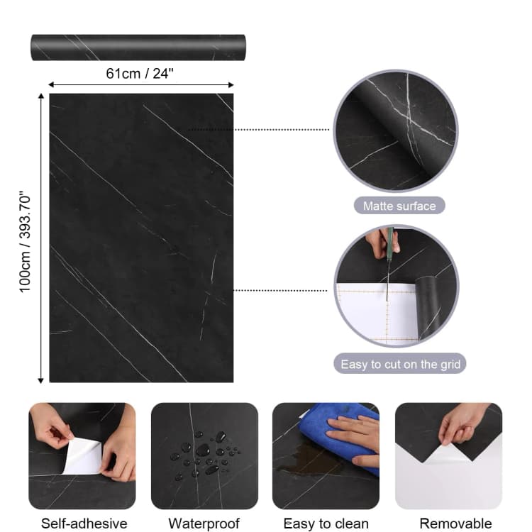 Factory Supply Black Marble Peel and Stick 3d Wallpaper Roll PVC Matte Waterproof Wall Stickers Covering for Home Decor Interior detail 3