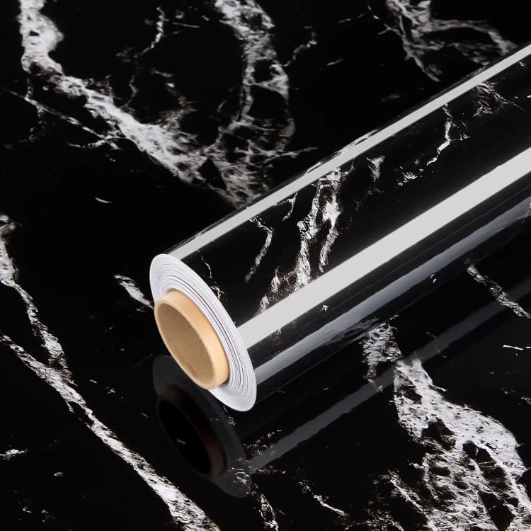 COWINLIFE Luxury 3D Black Marble Sticker PVC Self Adhesive Marble Wallpaper Roll Wall Stickers Wall Covering for Interior Decoration detail 1