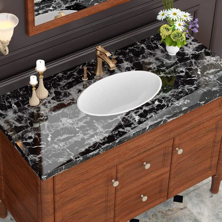 COWINLIFE Luxury 3D Black Marble Sticker PVC Self Adhesive Marble Wallpaper Roll Wall Stickers Wall Covering for Interior Decoration detail 3
