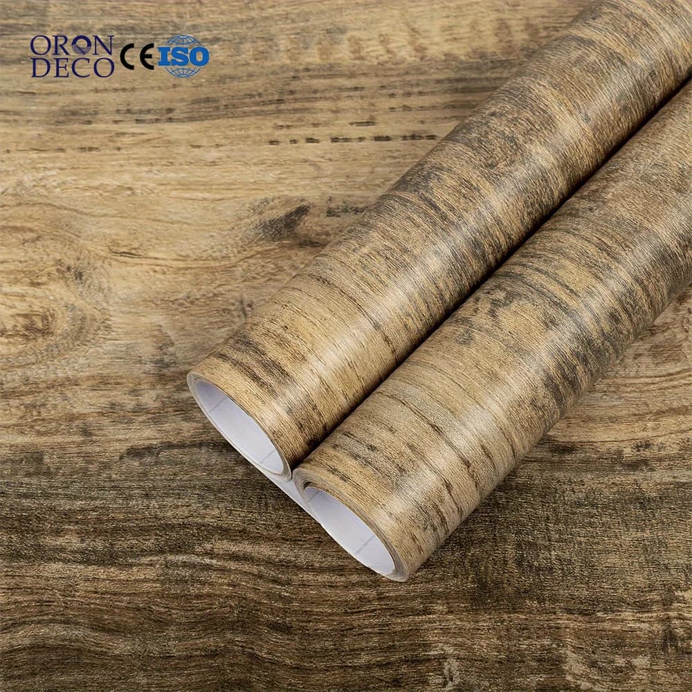 COWINLIFE 3D Wood Grain Wall Sticker PVC Self Adhesive Wallpaper Roll Luxury Peel & Stick Decorative Wall Covering for Kitchen Room