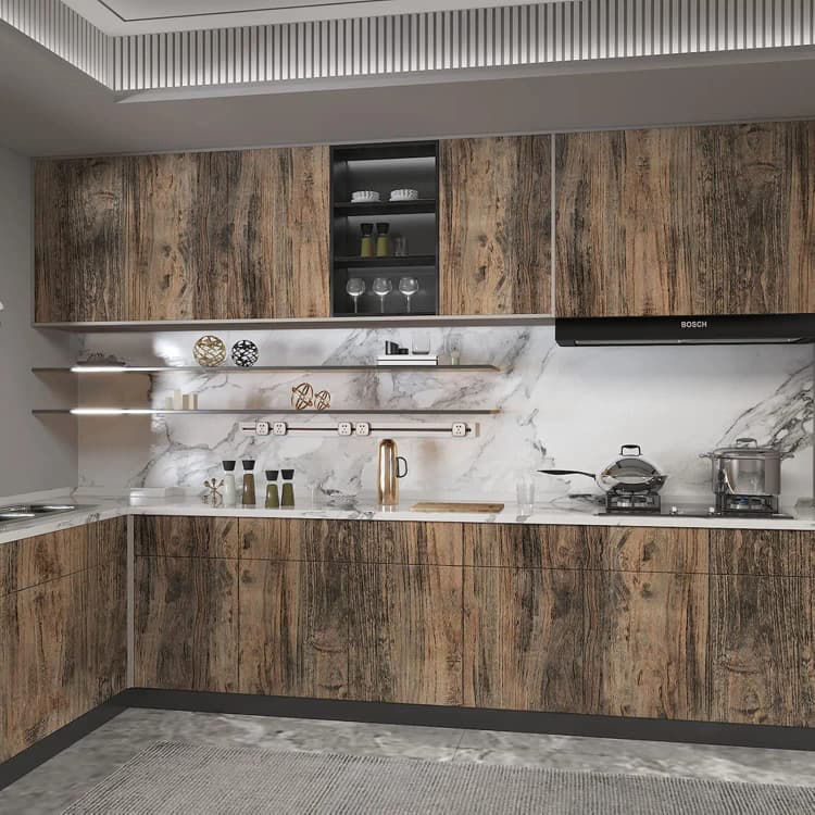COWINLIFE 3D Wood Grain Wall Sticker PVC Self Adhesive Wallpaper Roll Luxury Peel & Stick Decorative Wall Covering for Kitchen Room detail 5