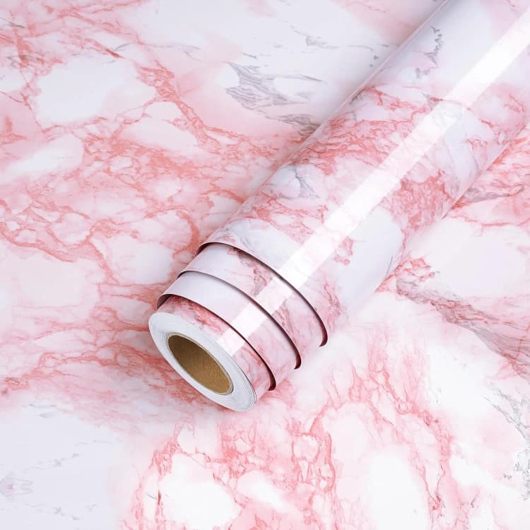 COWINLIFE DECO Waterproof Glossy Kitchen Wall Sticker Peel and Stick PVC Self Adhesive Vinyl Marble Sticker Wallpaper for Furniture detail 1