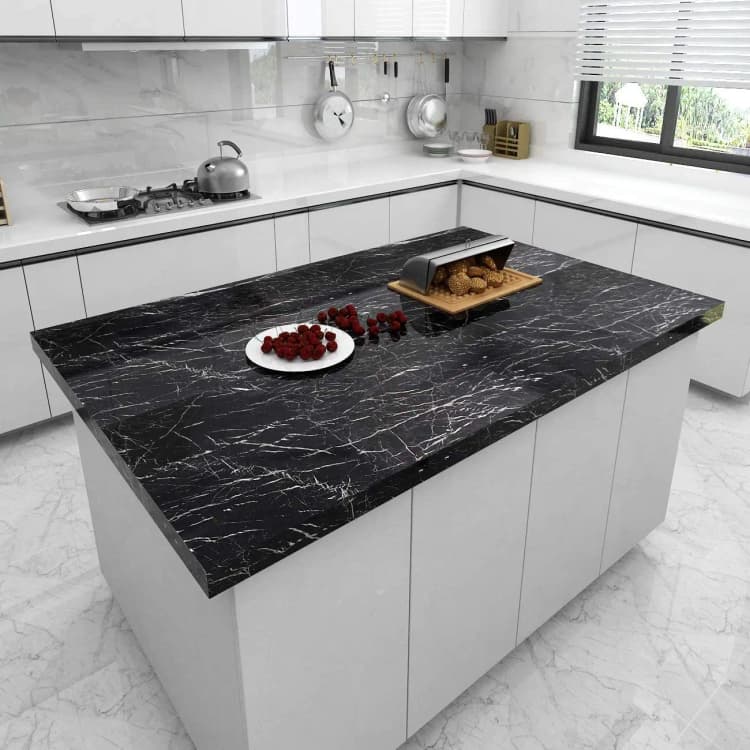 COWINLIFE High Glossy Marble Contact Paper Kitchen Countertop Peel and Stick Wallpaper Decorative Self Adhesive Vinyl Film detail 5