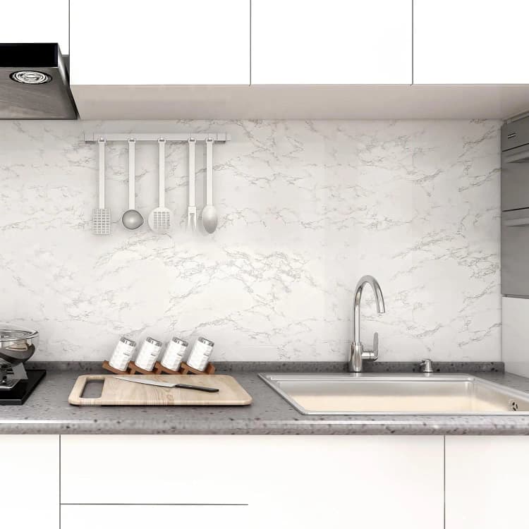 COWINLIFE DECO White Wallpapers 3d Wall Vinyl Waterproof Self-Adhesive Wall Paper Marble Stickers for Kitchen Countertops detail 4