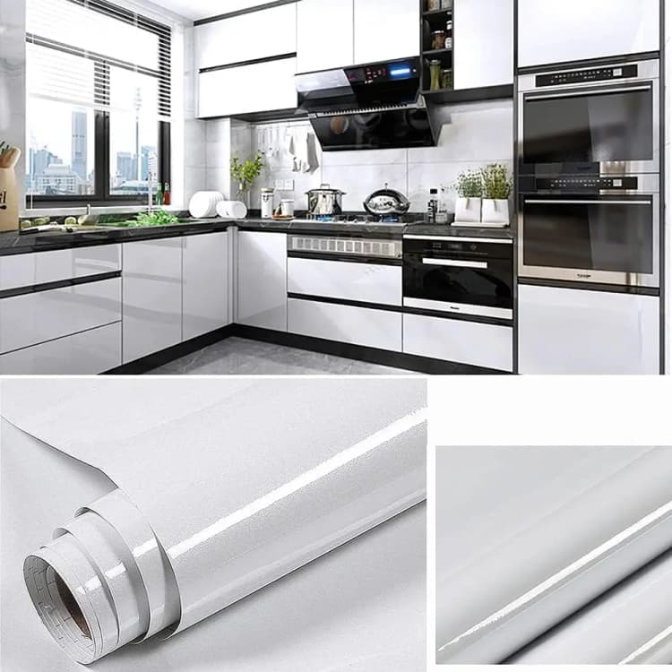 Luxury Black Glossy Glitter Self-Adhesive Wallpaper Waterproof Peel & Stick Vinyl Film for Kitchen Cabinet Decor 24Inch X196Inch detail 5