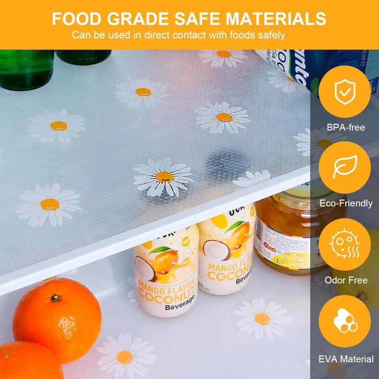 COWINLIFE ODM Factory Fridge Drawer Shelf Liner Daisy Flower Pattern Waterproof Non-Slip Easy Clean EVA Mat for Cabinet Countertop detail 2