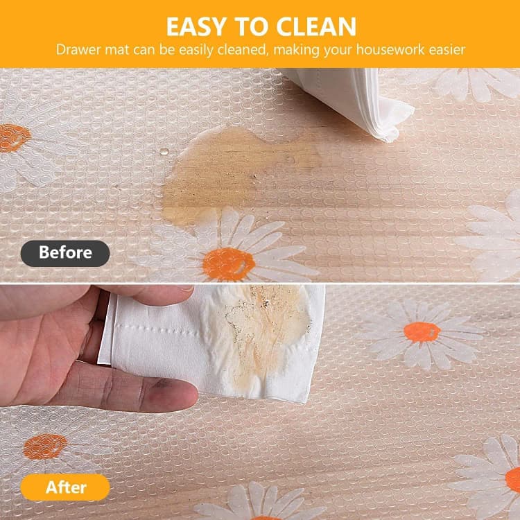COWINLIFE ODM Factory Fridge Drawer Shelf Liner Daisy Flower Pattern Waterproof Non-Slip Easy Clean EVA Mat for Cabinet Countertop detail 3