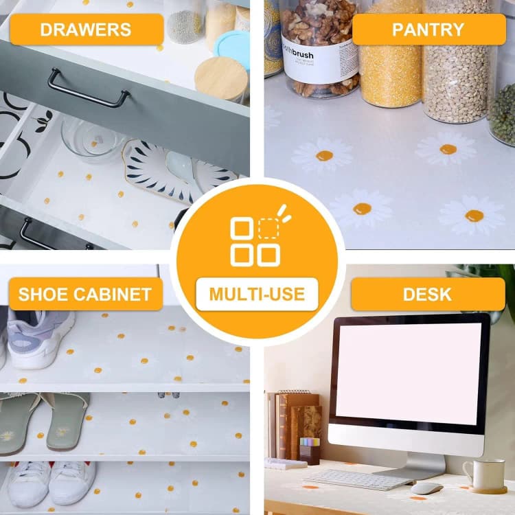 COWINLIFE ODM Factory Fridge Drawer Shelf Liner Daisy Flower Pattern Waterproof Non-Slip Easy Clean EVA Mat for Cabinet Countertop detail 4