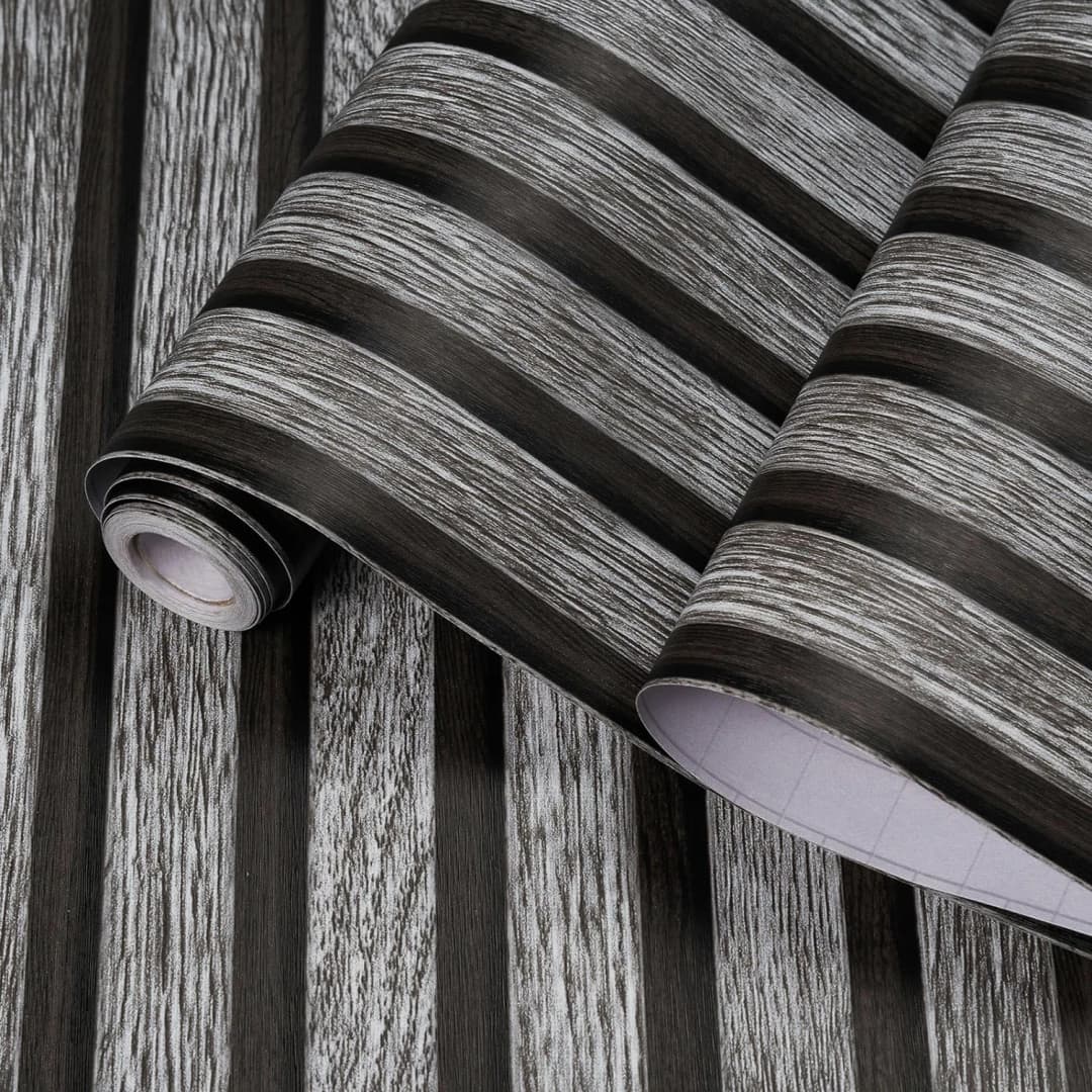 COWINLIFE PVC Waterproof 3D Wood Design Peel and Stick Self Adhesive Vinyl Wallpaper Wooden Slat Wallpaper for Wall