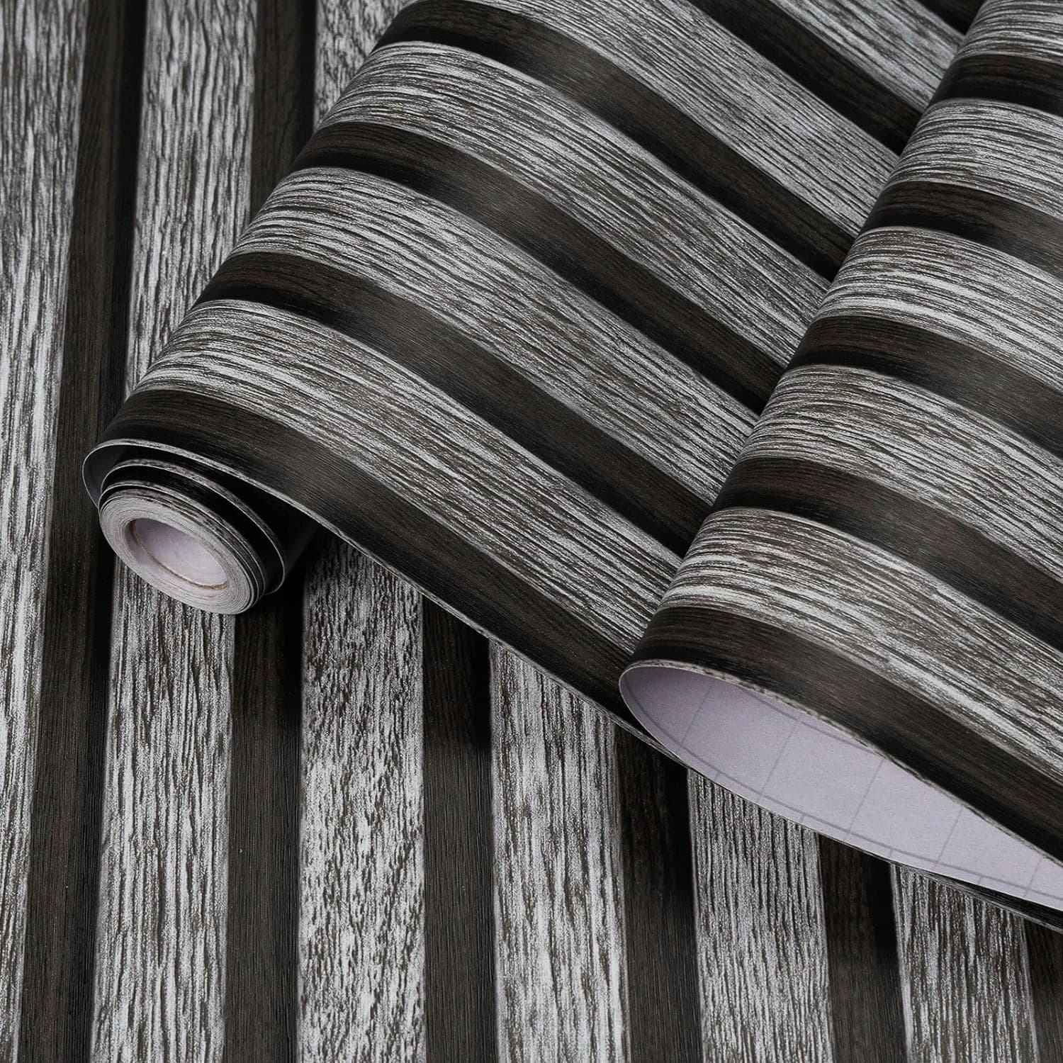 COWINLIFE PVC Waterproof 3D Wood Design Peel and Stick Self Adhesive Vinyl Wallpaper Wooden Slat Wallpaper for Wall