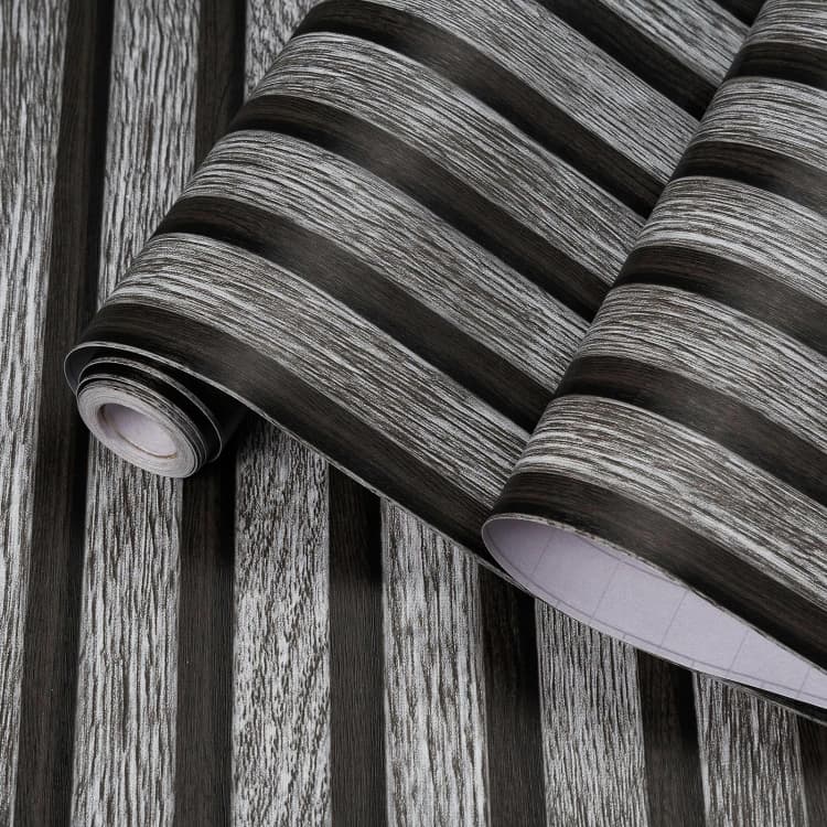 COWINLIFE PVC Waterproof 3D Wood Design Peel and Stick Self Adhesive Vinyl Wallpaper Wooden Slat Wallpaper for Wall detail 1
