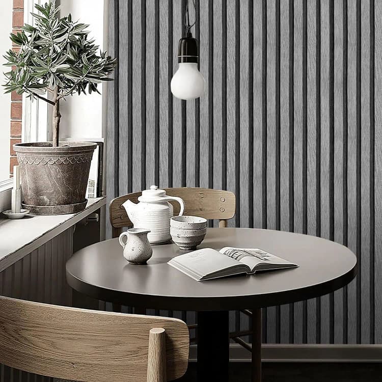 COWINLIFE PVC Waterproof 3D Wood Design Peel and Stick Self Adhesive Vinyl Wallpaper Wooden Slat Wallpaper for Wall detail 4