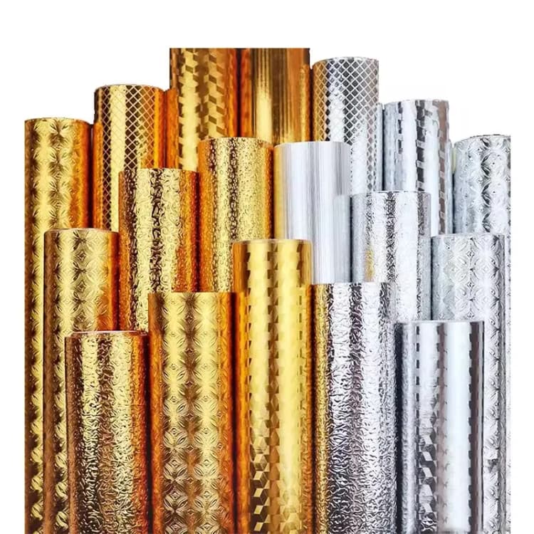 COWINLIFE Self Adhesive Gold Silver Aluminum Foil Sticker 3D Furniture Decorative Film Oil Proof Kitchen Wrap Wall Cabinet Wallpaper detail 6