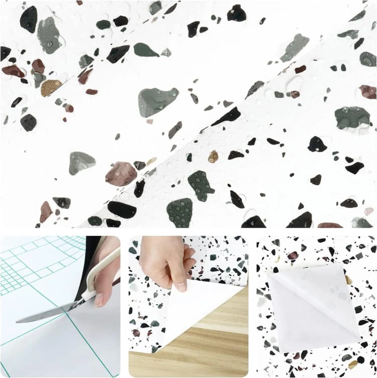 COWINLIFE Marble Sticker PVC Peel and Stick Marble Wallpaper 3d Waterproof Vinyl Wrap Wall Stickers for House Decoration Interior detail 3