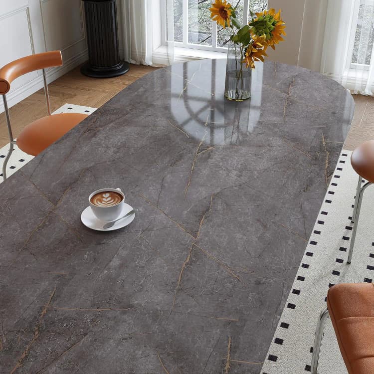 COWINLIFE Glossy Vinyl Marble Wallpaper Peel and Stick Wallpaper Adhesive Marble Sticker Wall Removable Vinyl for Kitchen Cabinets detail 4