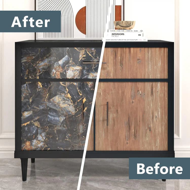 COWINLIFE Marble Sticker Peel & Stick Wallpaper Wall Mural Sticker Blue Gold Papiers Peints Murals Wall Panel Interior for Home Decor detail 3