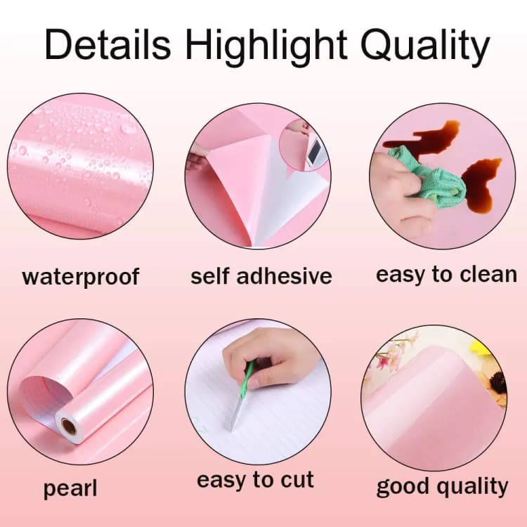 China Luxury Glitter Glossy Cupboard Kitchen Cabinet Pvc Wallpaper Pink Color Waterproof Self Adhesive Peel and Stick Wall Paper detail 2