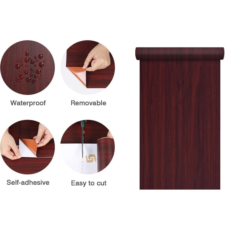 COWINLIFE PVC 3D Wallpaper RollsWood Textured Wall Stickers Peel and Stick Covering Interior Products Room Decoration for Bedroom detail 6